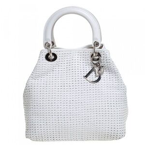 Christian Dior White Woven Top-Handle Satchel
